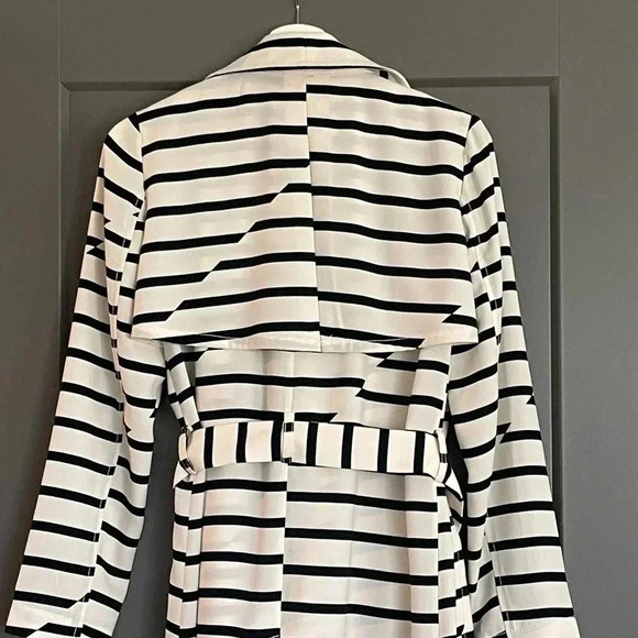 Madewell Parcel Striped Long Sleeve Double Breasted Belted Trench Coat Small - Picture 12 of 12